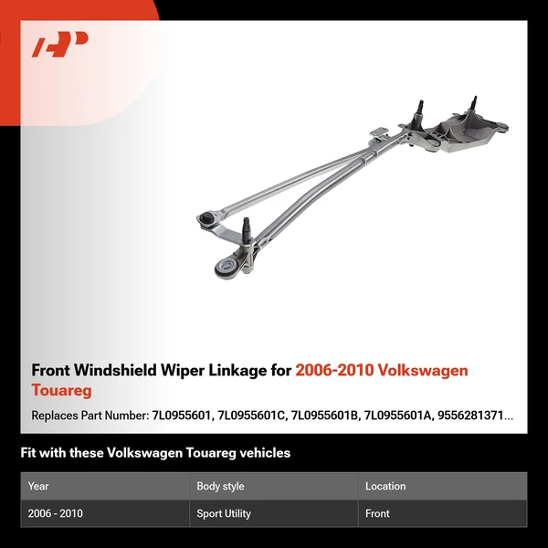 Front Windshield Wiper Linkage for 2006-2010 Volkswagen Touareg
