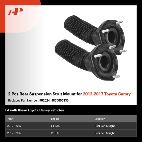 2 Pcs Rear Suspension Strut Mount for 2012-2017 Toyota Camry