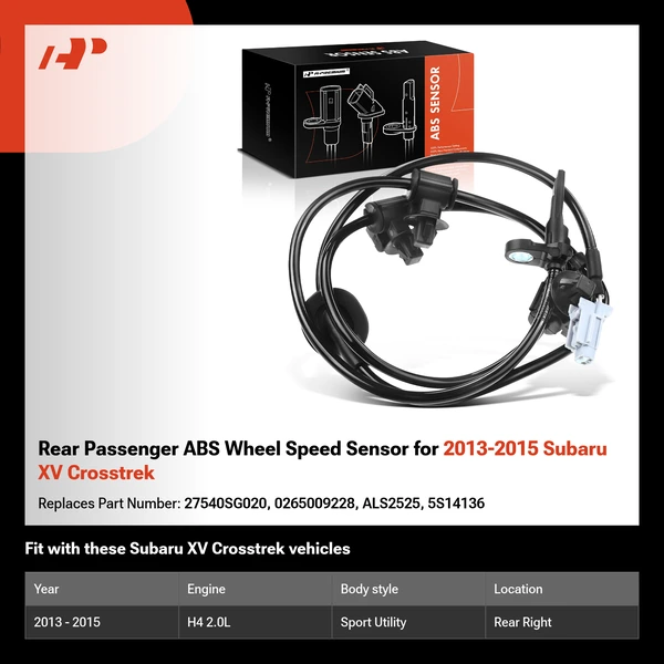 Rear Passenger ABS Wheel Speed Sensor for 2013-2015 Subaru XV Crosstrek