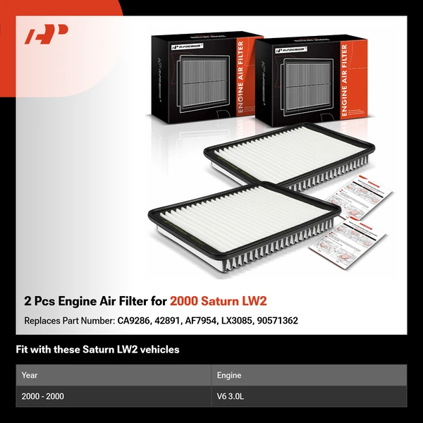 2 Pcs Engine Air Filter for 2000 Saturn LW2