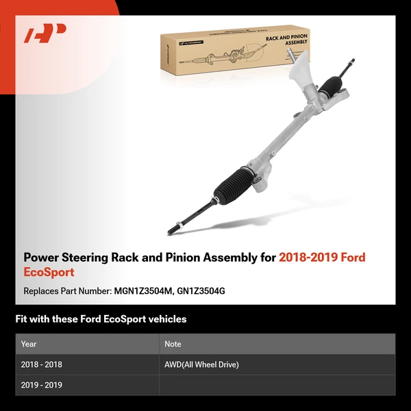 Power Steering Rack and Pinion Assembly for 2018-2019 Ford EcoSport