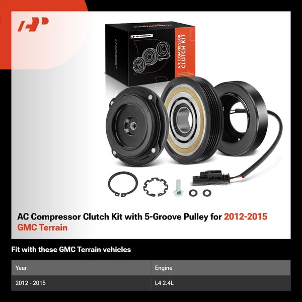 AC Compressor Clutch Kit with 5-Groove Pulley for 2012-2015 GMC Terrain