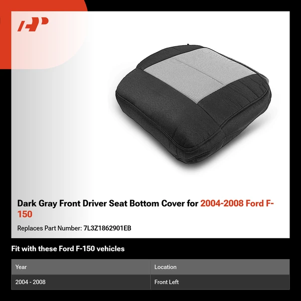 Dark Gray Front Driver Seat Bottom Cover for 2004-2008 Ford F-150