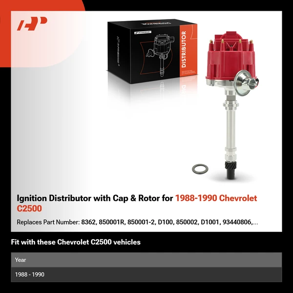 Ignition Distributor with Cap & Rotor for 1988-1990 Chevrolet C2500