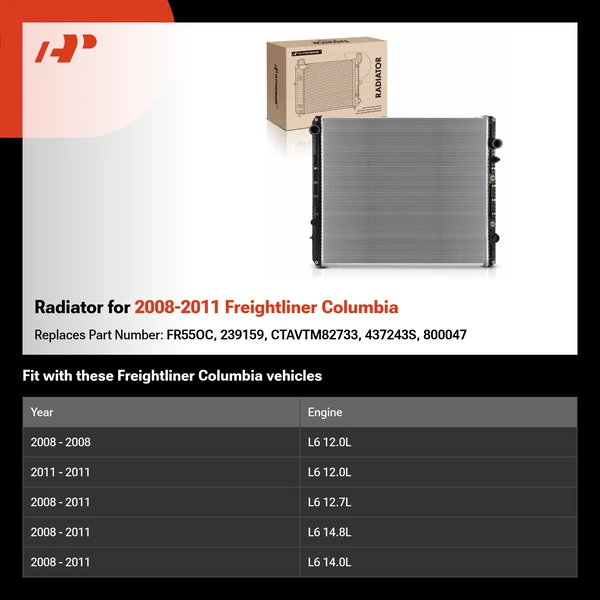 Radiator for 2008-2011 Freightliner Columbia