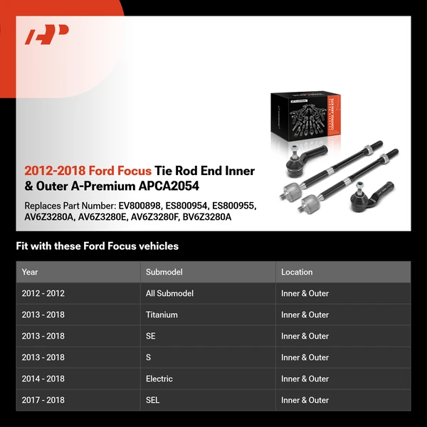 2012-2018 Ford Focus Tie Rod End Inner & Outer A-Premium APCA2054