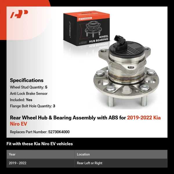 Rear Wheel Hub & Bearing Assembly with ABS for 2019-2022 Kia Niro EV