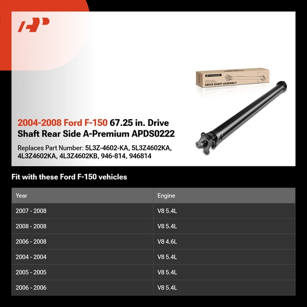 2004-2008 Ford F-150 67.25 in. Drive Shaft Rear Side A-Premium APDS0222