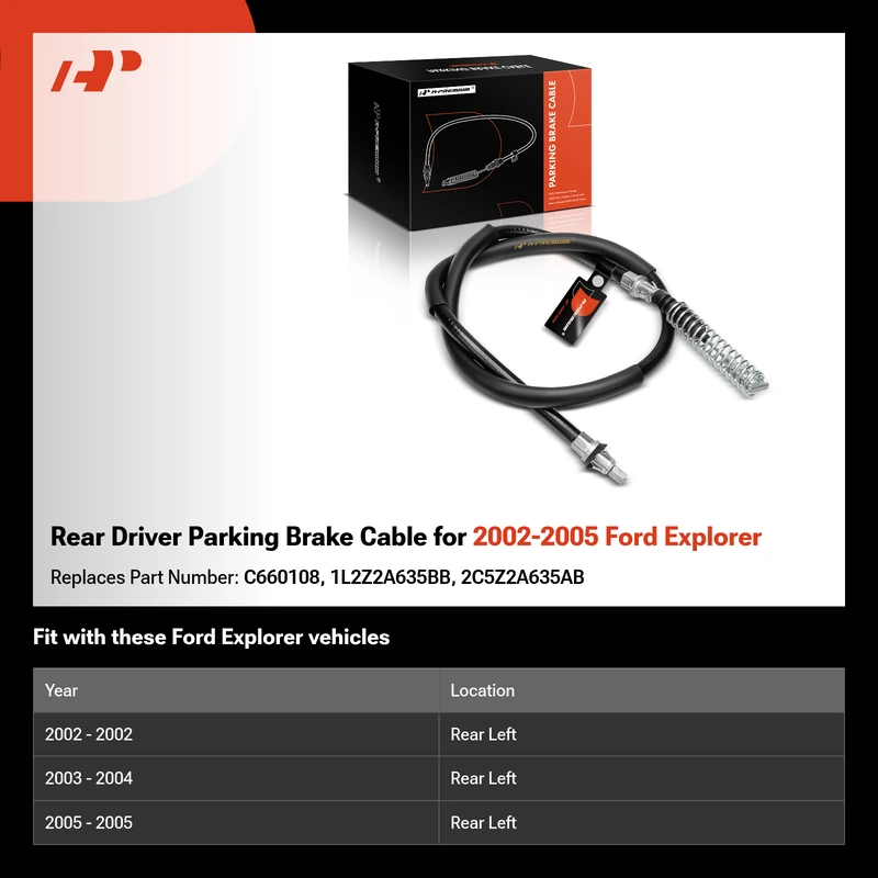 Rear Driver Parking Brake Cable for 2002-2005 Ford Explorer