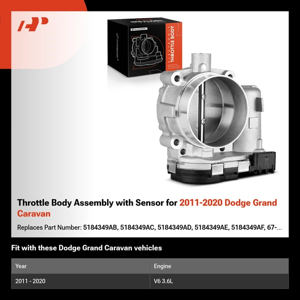 Throttle Body Assembly with Sensor for 2011-2020 Dodge Grand Caravan
