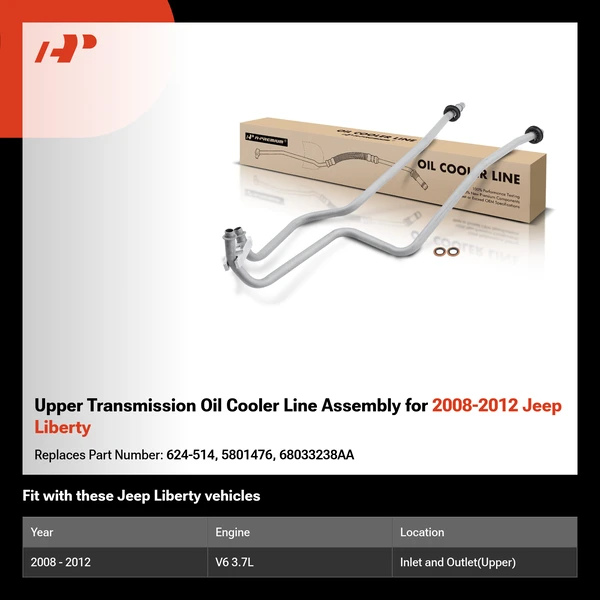 Upper Transmission Oil Cooler Line Assembly for 2008-2012 Jeep Liberty