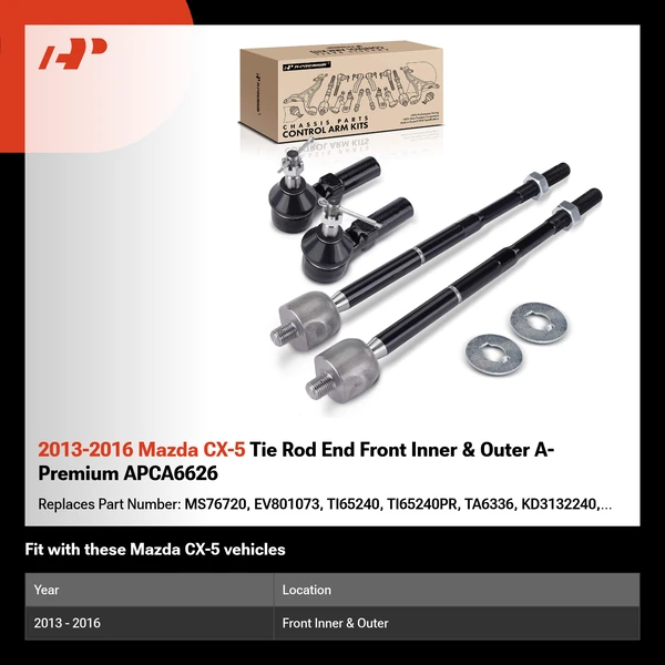 2013-2016 Mazda CX-5 Tie Rod End Front Inner & Outer A-Premium APCA6626