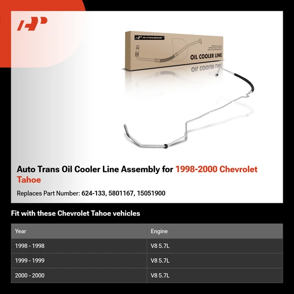 Auto Trans Oil Cooler Line Assembly for 1998-2000 Chevrolet Tahoe