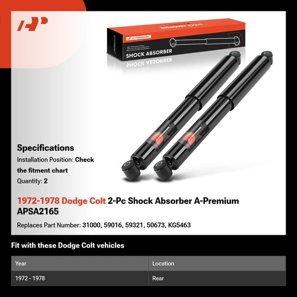 1972-1978 Dodge Colt 2-Pc Shock Absorber A-Premium APSA2165