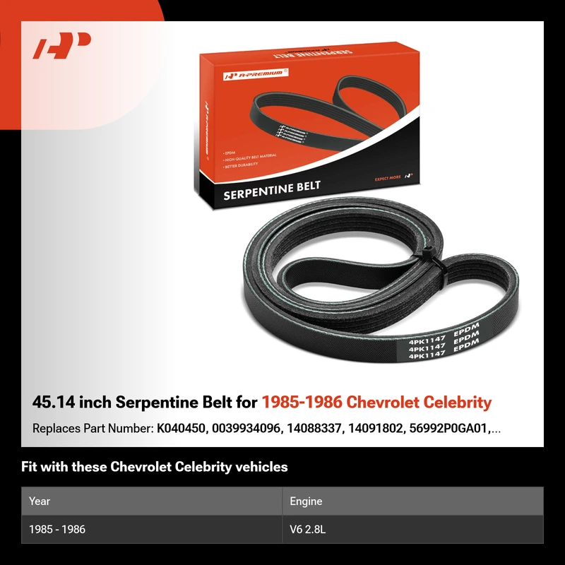 45.14 inch Serpentine Belt for 1985-1986 Chevrolet Celebrity