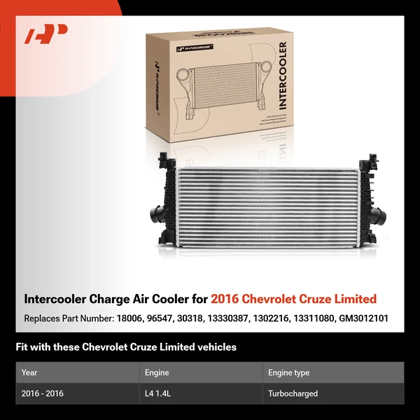Intercooler Charge Air Cooler for 2016 Chevrolet Cruze Limited