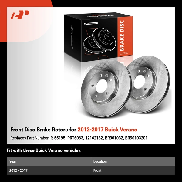 Front Disc Brake Rotors for 2012-2017 Buick Verano