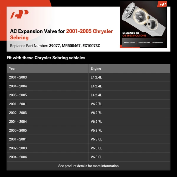 AC Expansion Valve for 2001-2005 Chrysler Sebring
