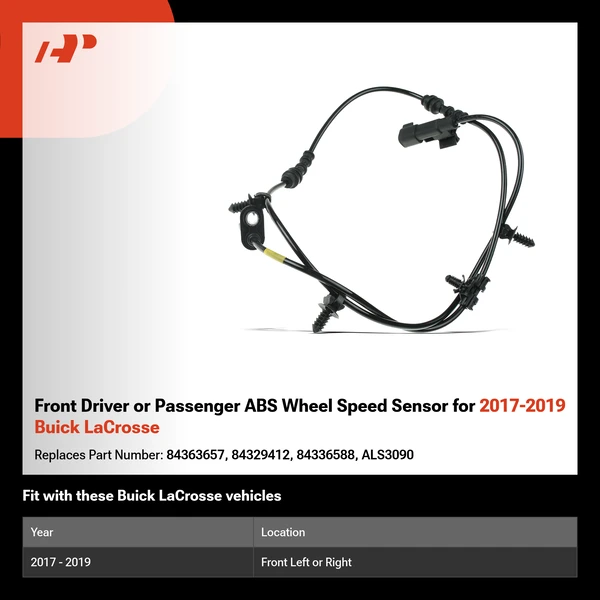 Front Driver or Passenger ABS Wheel Speed Sensor for 2017-2019 Buick LaCrosse