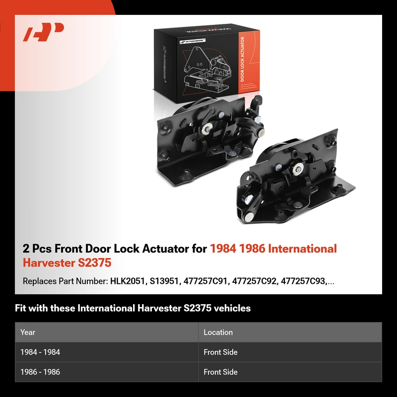 2 Pcs Front Door Lock Actuator for 1984 1986 International Harvester S2375