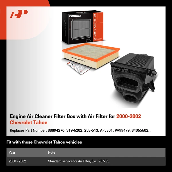 Engine Air Cleaner Filter Box with Air Filter for 2000-2002 Chevrolet Tahoe
