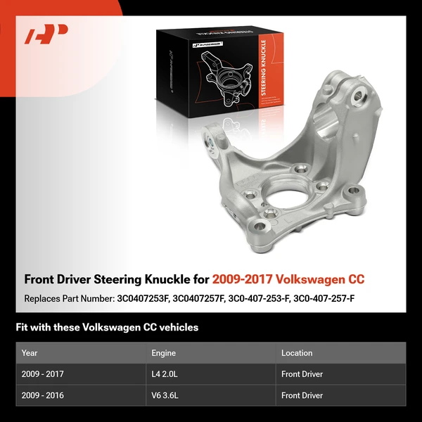 Front Driver Steering Knuckle for 2009-2017 Volkswagen CC