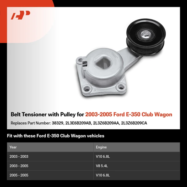 Belt Tensioner with Pulley for 2003-2005 Ford E-350 Club Wagon
