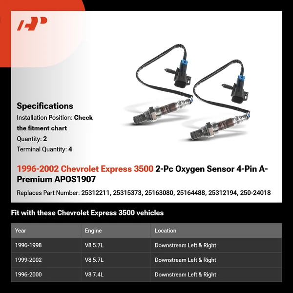 1996-2002 Chevrolet Express 3500 2-Pc Oxygen Sensor 4-Pin A-Premium APOS1907