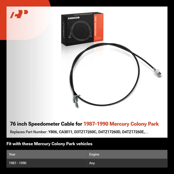 76 inch Speedometer Cable for 1987-1990 Mercury Colony Park