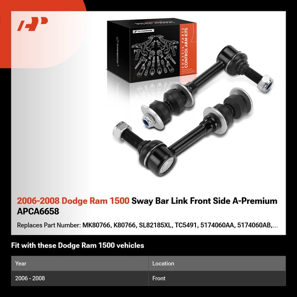 2006-2008 Dodge Ram 1500 Sway Bar Link Front Side A-Premium APCA6658