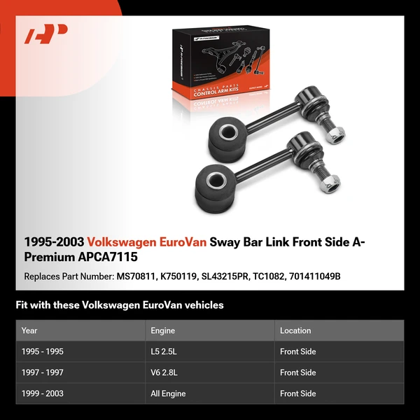 1995-2003 Volkswagen EuroVan Sway Bar Link Front Side A-Premium APCA7115