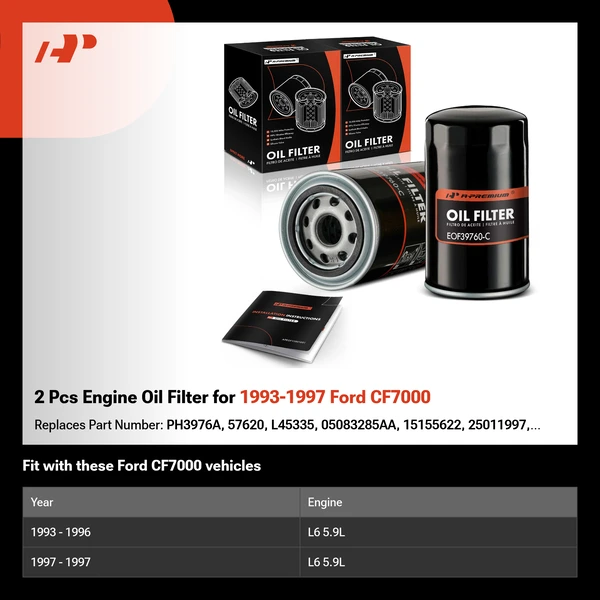 2 Pcs Engine Oil Filter for 1993-1997 Ford CF7000