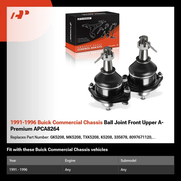 1991-1996 Buick Commercial Chassis Ball Joint Front Upper A-Premium APCA8264