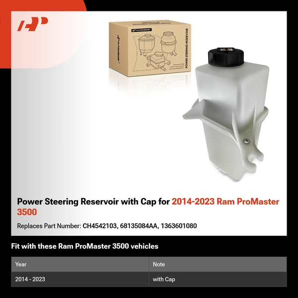 Power Steering Reservoir with Cap for 2014-2023 Ram ProMaster 3500