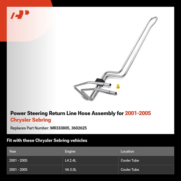 Power Steering Return Line Hose Assembly for 2001-2005 Chrysler Sebring