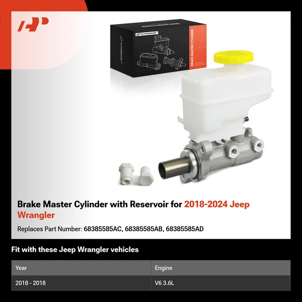 Brake Master Cylinder with Reservoir for 2018-2024 Jeep Wrangler
