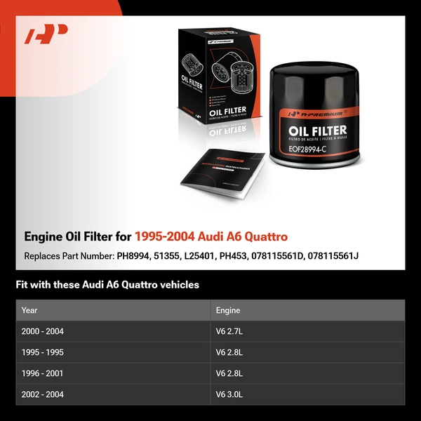 Engine Oil Filter for 1995-2004 Audi A6 Quattro