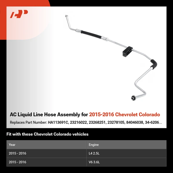 AC Liquid Line Hose Assembly for 2015-2016 Chevrolet Colorado