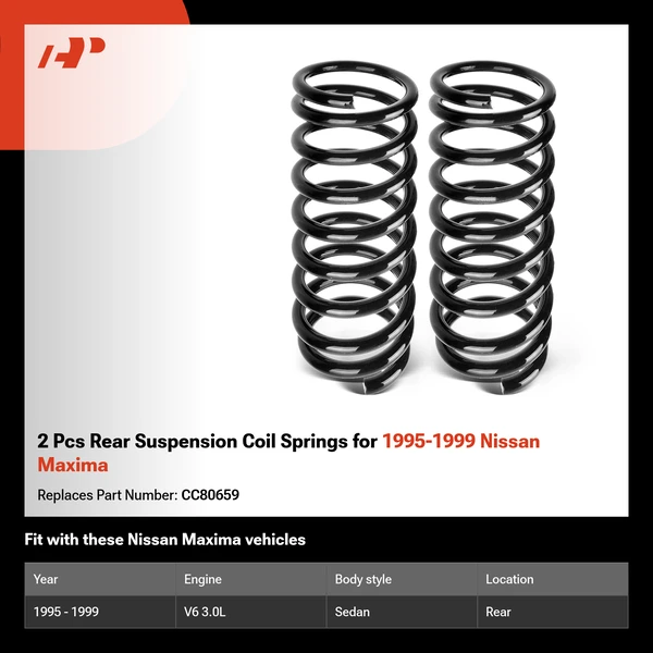 2 Pcs Rear Suspension Coil Springs for 1995-1999 Nissan Maxima