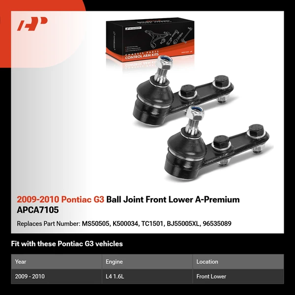 2009-2010 Pontiac G3 Ball Joint Front Lower A-Premium APCA7105
