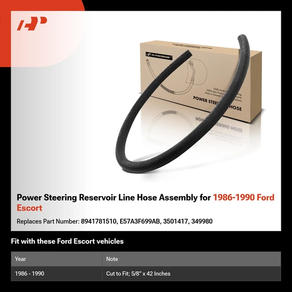 Power Steering Reservoir Line Hose Assembly for 1986-1990 Ford Escort