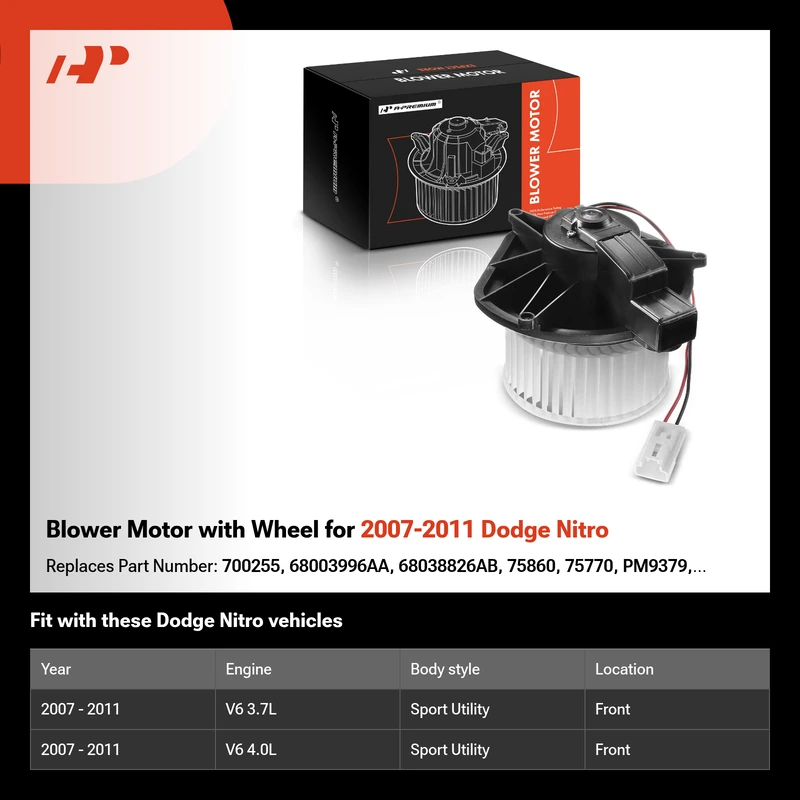 Blower Motor with Wheel for 2007-2011 Dodge Nitro