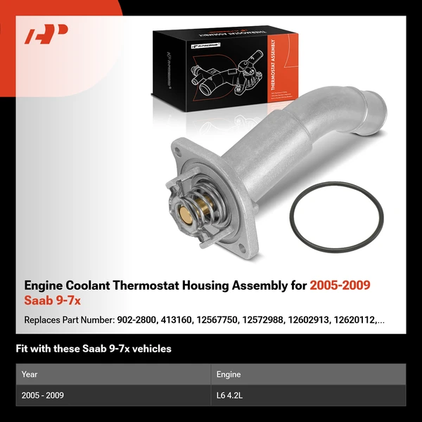 Engine Coolant Thermostat Housing Assembly for 2005-2009 Saab 9-7x