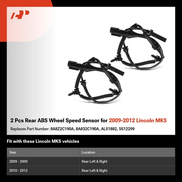 2 Pcs Rear ABS Wheel Speed Sensor for 2009-2012 Lincoln MKS