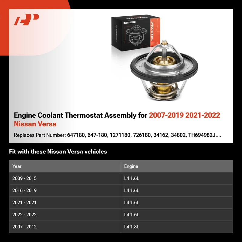 Engine Coolant Thermostat Assembly for 2007-2019 2021-2022 Nissan Versa