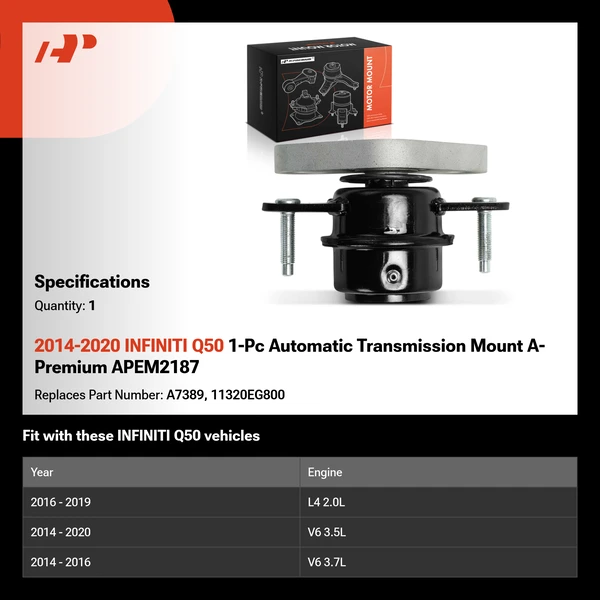 2014-2020 INFINITI Q50 1-Pc Automatic Transmission Mount A-Premium APEM2187
