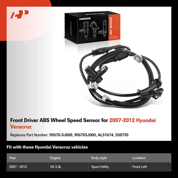 Front Driver ABS Wheel Speed Sensor for 2007-2012 Hyundai Veracruz