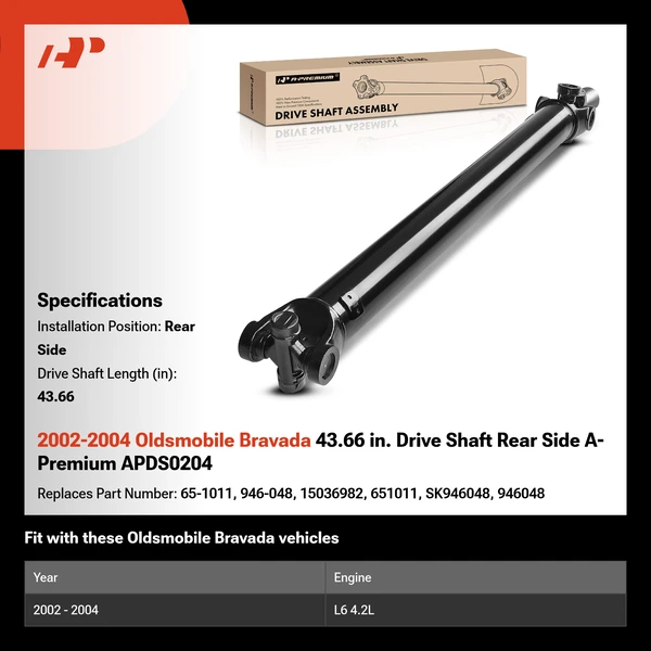 2002-2004 Oldsmobile Bravada 43.66 in. Drive Shaft Rear Side A-Premium APDS0204