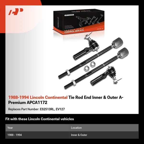 1988-1994 Lincoln Continental Tie Rod End Inner & Outer A-Premium APCA1172