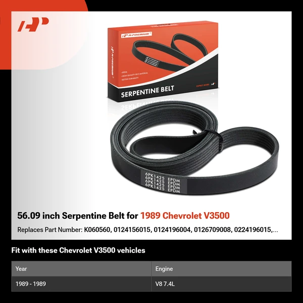 56.09 inch Serpentine Belt for 1989 Chevrolet V3500